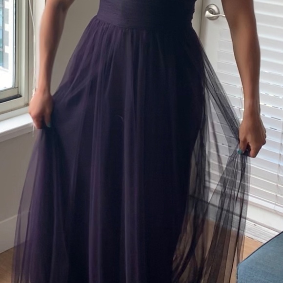 Long One-Shoulder Crinkle Chiffon Dress Bridesmaid - Picture 4 of 5